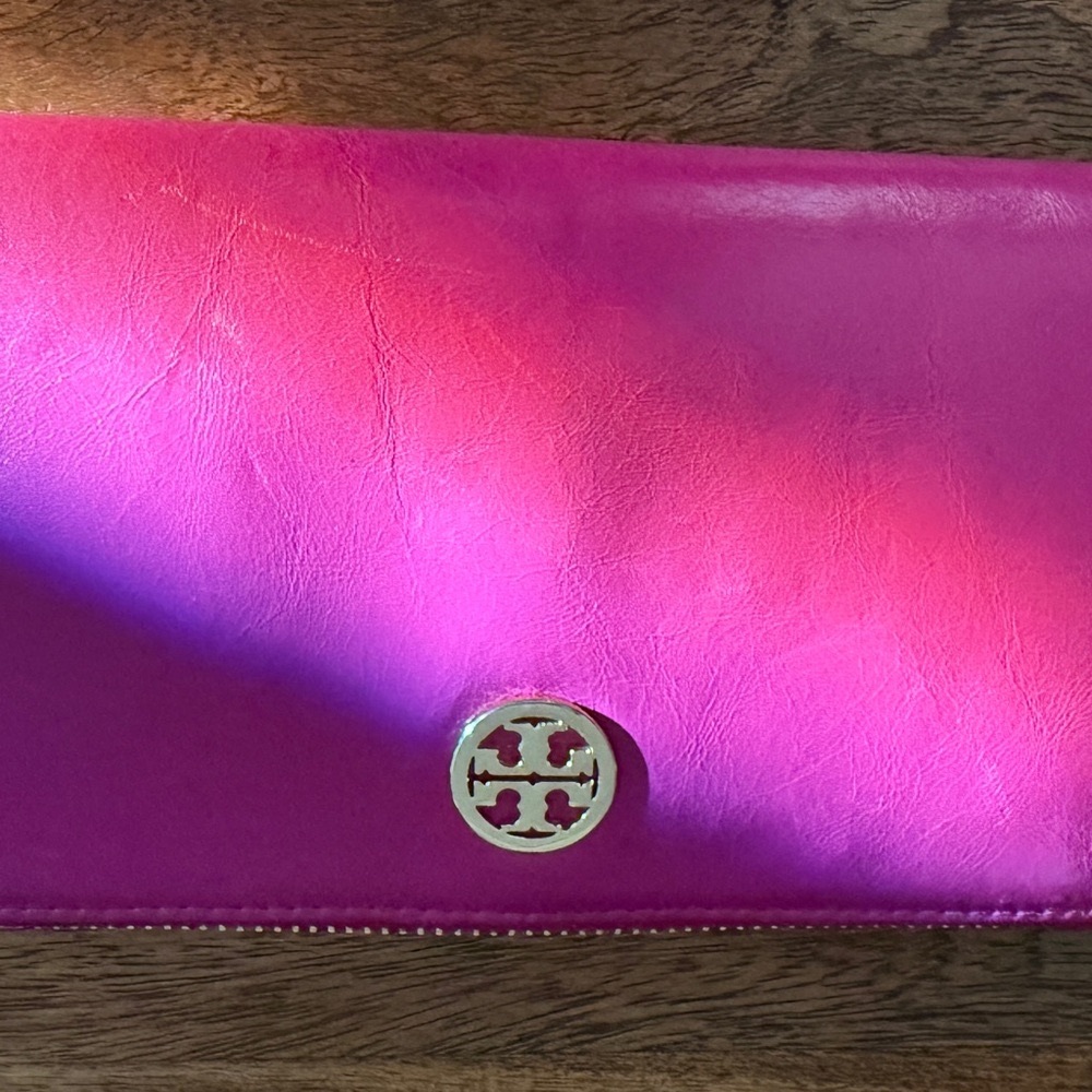Tory Burch Hot Pink Zipper Wallet